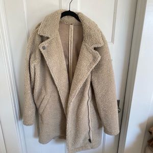 Free People faux shearling zip up teddy coat size small